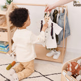 Personalized Small Clothes Rack for Hanging Clothes - Kids Dresser Dress Up Rack For Little Girls Clothing Rack for Kids Boys Toddler - Montessori Shelf Wardrobe Closet For Baby Clothes Kids Furniture 2B WOOD