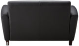Lorell Accession Reception Loveseat, 55" x 22" x 31.25", Black Bonded Leather with Mahogany Legs Lorell