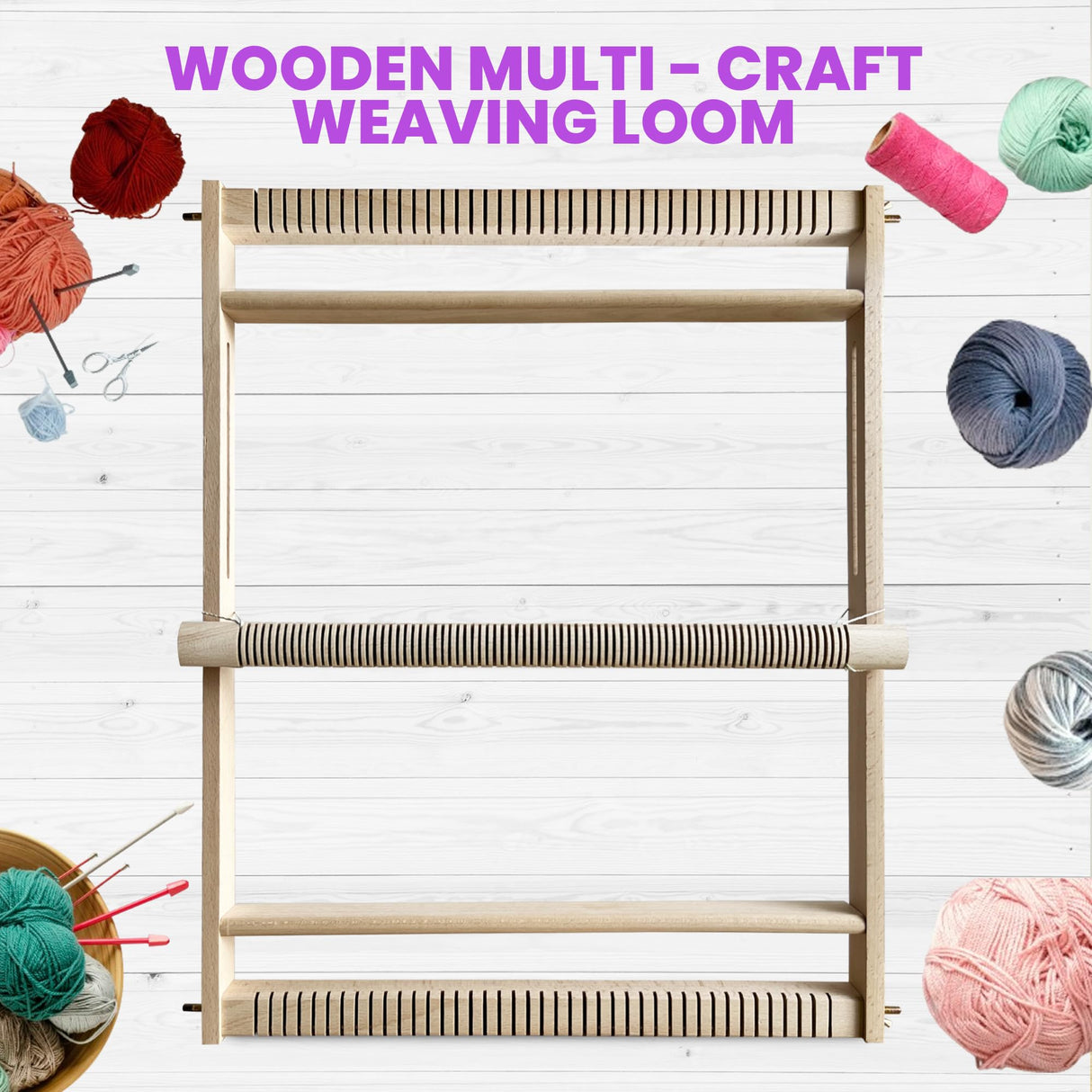 Olikraft Weaving Loom for Kids & Adults with Adjustable Stand - Wooden Loom. Weaving Kit. Telar. (Large) Olikraft