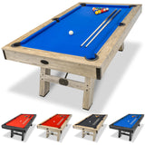 GoSports 7 ft Pool Table with Wood Finish - Modern Billiards Table with 2 Cue Sticks, Balls, Rack, Felt Brush and Chalk - Choose Your Style GoSports