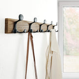 SKOLOO 24-Inch Wood Burnt Coat Rack Wall Mount with 5 Triple Hooks - Ideal for Family Entrances, Classrooms, and Pet Supplies Storage - Perfect Coat Hooks for Wall SKOLOO