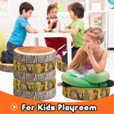 12 Pcs Flexible Seating Floor Sitting Cushion for Classroom Soft Tree Stump Stool Set 3D Digital Print Soft Round Throw Pillow Decorative Wood Slice Floor Cushion for Classroom Kids Couch Chair Home Tatuo