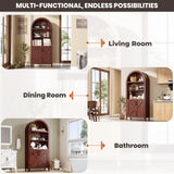 GarveeHome Arched Bookcase with Doors - 5-Tier Open Display Shelf, Modern Bookshelf Storage Cabinet for Home Office Living Room Library, Walnut GarveeHome