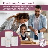 Pebble & Stem White Metal Canisters Sets for the Kitchen Counter, Kitchen Canisters Set of 4, Airtight Lids,Sugar and Flour Containers for Countertop, Coffee and Tea Storage, Farmhouse Decor Pebble & Stem