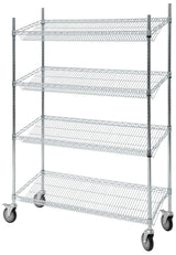 Value Series Commercial 4-Tier Slanted Wire Shelving Unit, 48" W x 18" D x 69" H, Chrome Merchandising Rack, Mobile Storage Unit for Stores, Restaurants, Garage, Office Value Series