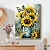 EMIEAUFG Creative Paint by Number Kit for Adults,Butterfly Sunflower DIY Paint by Numbers Set for Home Decor and Gifting - 12x16 Inch EMIEAUFG