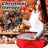 Dunzy 8 Pieces Wreath Container Christmas Wreath Storage Bag Garland Tear Resistant Fabric Round Boxes with Clear Window for Storage for Xmas Holiday Ornament(24×24×7.8 Inch,Red) Dunzy