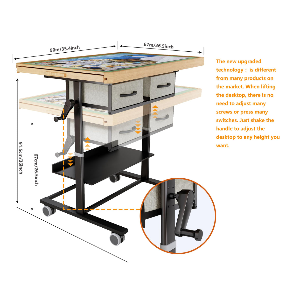 1500 Piece Jigsaw Puzzle Table with Legs,Jigsaw Puzzle Board Portable with 4 Drawers and Cover,35"x26"Adjustable Puzzle Tables for Adults,Gift for Mom OIRBOEUS