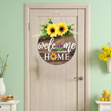Interchangeable Welcome Sign for Front Door with 4 Seasonal Wreaths and 21 Changeable Icons, Farmhouse Rustic Outdoor Welcome Signs Porch, Holiday Spring Summer Winter Fall Decorations for Home Gifts OWUH
