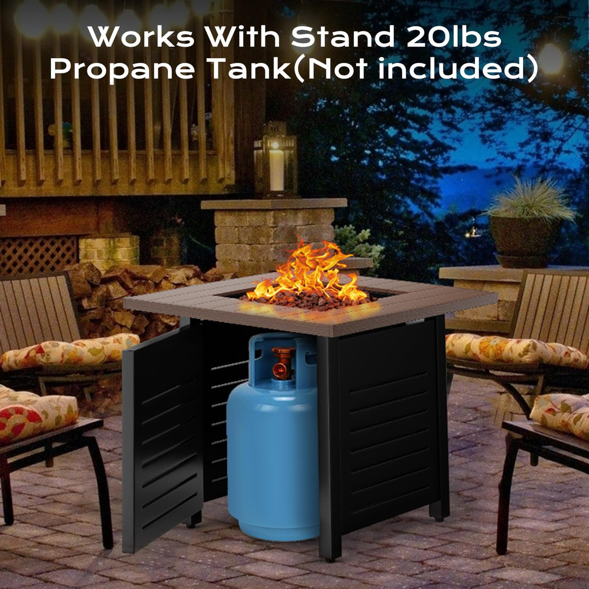 Jocoevol 28'' Propane Fire Pit Table – 50,000 BTU Outdoor Gas Fire Pit for Patio, Deck, and Garden, CSA Certified Multipurpose Fire Table with Cover and Lava Rock Jocoevol