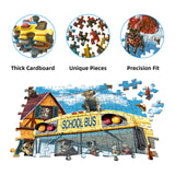JOYZEXY Puzzles for Adults 500 Pieces, Pet School Bus 500 Piece Puzzle Family Game Funny Dog Jigsaw Puzzles JOYZEXY