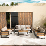 ZANDOR Outdoor Aluminum Patio Furniture - 1 Pcs 3-Seat, All-Weather Metal Modern Outside Sofa with Washable Thick Cushion for Garden/Backyard/Porch, Grey ZANDOR