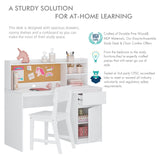 UTEX Kids Study Desk with Chair, Kids Desk and Chair Sets with Hutch and Storage Cabinet, Wooden Children Study Table, Student Writing Desk Computer Workstation for 5-12 Years Old UTEX