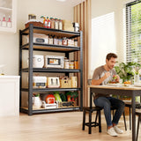 JOJUOU Garage Shelving-2050 lbs 5 Tier Storage Shelves,Adjustable Heavy Duty Metal Shelving Unit and Storage Large Rack,Utility Steel Shelf for Warehouse Industrial Pantry Basement -78"x46"x20",Black JOJUOU