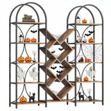 LIKEMET Triple 5 Tier Bookshelf, Bookcase with 18 Open Display Shelves, Wide Tree Bookshelf Metal Frame Tall Book Case for Living Room Home Office Rustic Brown LIKEMET