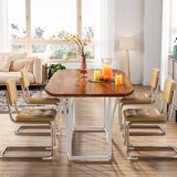 Tribesigns 71-Inch Farmhouse Dining Table, 6-8 People Rectangular Wood Kitchen Table, Rustic Wood Dinner Table for Dining Room, Kitchen, Living Room (Rustic Brown, Only Table) Tribesigns