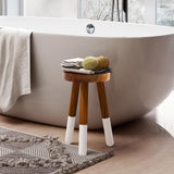 JOLLYMER Teak 9” Round Plant Stand |Wood Counter Stool |Dip Dyed Wood Plant Stand, Riser |Wood Accent Stool ||Accent Table |Side Table | (16" Tall(1 Pack)) JOLLYMER