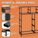 WLIVE Dresser for Bedroom with 10 Drawers, Fabric Dresser Chest of Drawers with Side Pockets and Hooks, Sturdy Metal Frame, Drawers Organizer Unit for Room, Hallway, Rustic Brown Wood Grain Print WLIVE