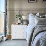 BOLUO White Nightstands Set of 2, Large Night Stand Fabric 3 Drawer Dresser for Bedroom Closet,Girls Modern BOLUO