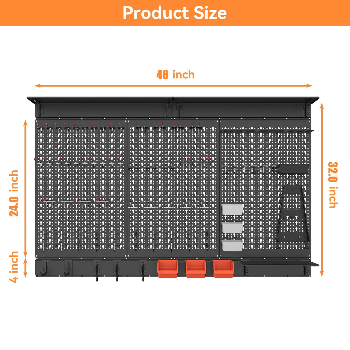 WALMANN 113 PCS Pegboard Wall Organizer Kit with Pegboard Hooks, Bins, Shelves, Pegboard Tools Storage System for Garage, Workbench, Modular Peg Board Tool Organizer Board with Hooks(Black) WALMANN