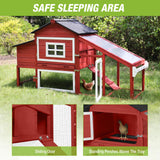 GUTINNEEN Chicken Coop Mobile Hen House Wooden with Run Poultry Cage with Nesting Box,Red GUTINNEEN
