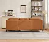 94'' Modern Genuine Leather Upholstered L-Shaped Sofa with Double Layer Curved Armrests and Chaise Lounge for Living Room (Tan, Right-Hand Facing) Familymill