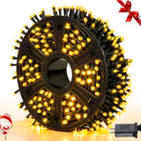 POTIVE Connectable Warm White Christmas Lights Outdoor, 173ft 500 LED Led Christmas String Lights Indoor Plug in, 8 Modes Christmas Tree Lights Green Wire for Outside POTIVE