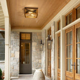 Rpzloila Flush Mount Ceiling Light Fixture for Kitchen Hallway, 2-Light Close to Ceiling Light with Black Metal and Wood Design, Rustic Farmhouse Ceiling Rpzloila