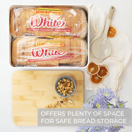 Beautiful Bread Box With Wooden Lid For Your Kitchen Countertop - Spacious Container Perfectly Stores Your Homemade Bread, English Muffins & Bagels - Quality Cutting Board Lid Keeps Your Bread Fresh ZICOTO