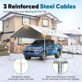 Quictent 10x15 ft Heavy Duty Car Canopy Galvanized Frame Carport Outdoor Party Tent Boat Shelter with 3 Reinforced Steel Cables - Grey Quictent