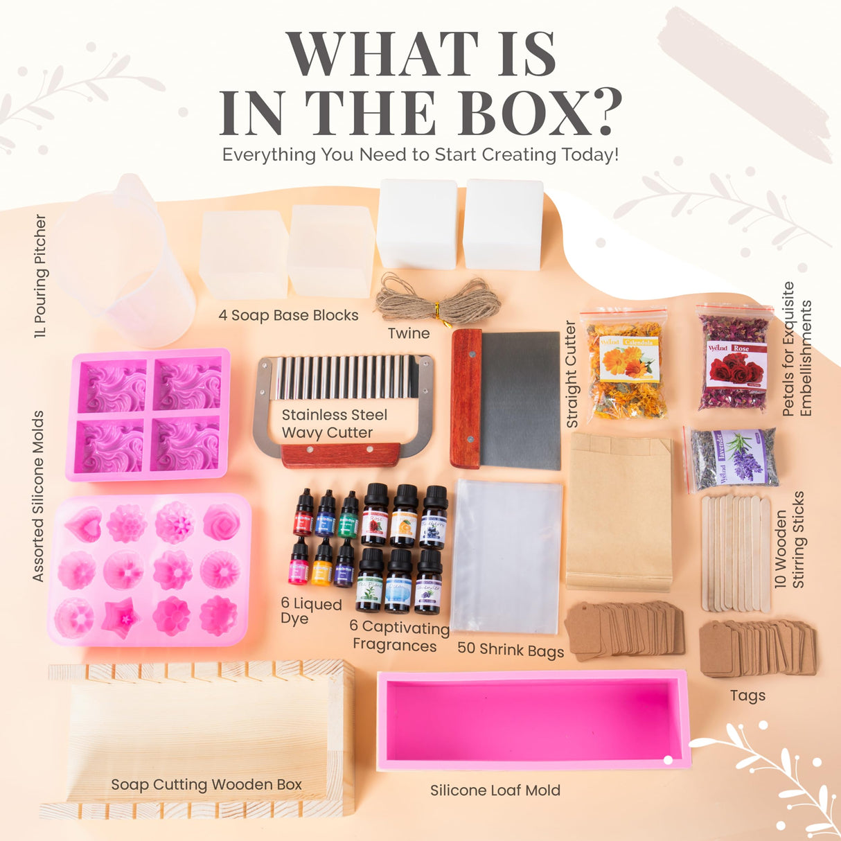 WeInd Large Soap Making Kit - DIY Craft Kit for Adults & Kids - Modern Art & Craft Kit with Soap Base, Melt & Pour Base, Silicon Molds, Soap Cutter, Essential Oils & Fragrances - Handmade Gift WeInd