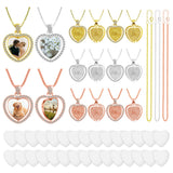 BEDSIFV 75 Pcs Sublimation Blank Rhinestone Bezel Necklace, 15 Pcs 3 Colors Double-Sided Heart Pendant Trays with Thick Necklace Chain BEDSIFV