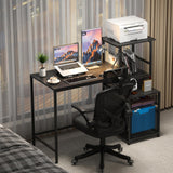 Sbanmao Computer Desk with Drawers and Storage Shelves, 47 Inch Home Office Desks with Mesh File Drawers Cabinet for Small Space,Gaming Study Writing Table for Bedroom,Black Sbanmao