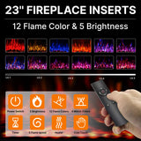 2-in-1 Arched Cabinet with Electric Fireplace–Black Bookcase, Open Book Shelf for Living Room, 71” Tall Wooden Display Cabinet, Kitchen Pantry, Adjustable Shelves, 23'' ETL-Certified Fireplace Insert BREEZEHEAT