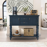 ARTPOWER Console Table with 2 Door, Open Storage Shelf and Retro Entryway Table with 2 Drawers Cabinets, Accent Table, Behind Couch Table for Living Room, Foyer and Hallway, Blue ARTPOWER