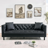 GarveeHome 78 in Couches for Living Room, Faux Leather Button-Tufted 3 Seater Sofa with 2 Pillows and Deep Seat, Mid Century Modern Upholstered Comfy Couch for Apartment, Office GarveeHome