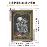 CHWGLFGG 5D Diamond Art Kits for Adults Beginners, Tarot Card Skull Kissing Diamond Painting Kits, DIY Full Round Drill Paint by Diamonds Dot Gem Art for Adults, Home Wall Decor 12x 16 Inch CHWGLFGG