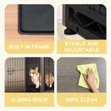 JY QAQA Dog Crate Furniture, Wooden Dog Crate Table, Double-Doors Dog Furniture, Indoor Dog Kennel, Dog House, Dog Cage/Grey/M JY QAQA PET