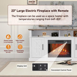 Luban Nese Fireplace TV Stand for TVs Up to 65" with 23" Electric Fireplace, Entertainment Center with Storage Cabinet and Open Shelves, Media Console with Barn Doors for Living Room (White) Luban Nese