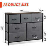 WLIVE Dresser TV Stand, Entertainment Center with Fabric Drawers, Media Console Table with Metal Frame and Wood Top for TV up to 45 inch, Chest of Drawers for Bedroom, Dark Grey WLIVE