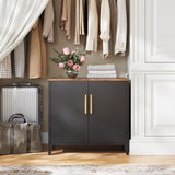 Letaya Storage Cabinet with 2 Doors,Metal Small Buffet Sideboard Cabinet for Entryway, Kitchen, White (Black) Letaya