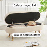 IAFIKE Oval Storage Bench 43.5" Ottoman Bench Upholstered Boucle Fabric Footrest Bench with Golden Metal Legs End of Bed for Bedroom, Living Room, Entryway,Bed Side (Beige) IAFIKE