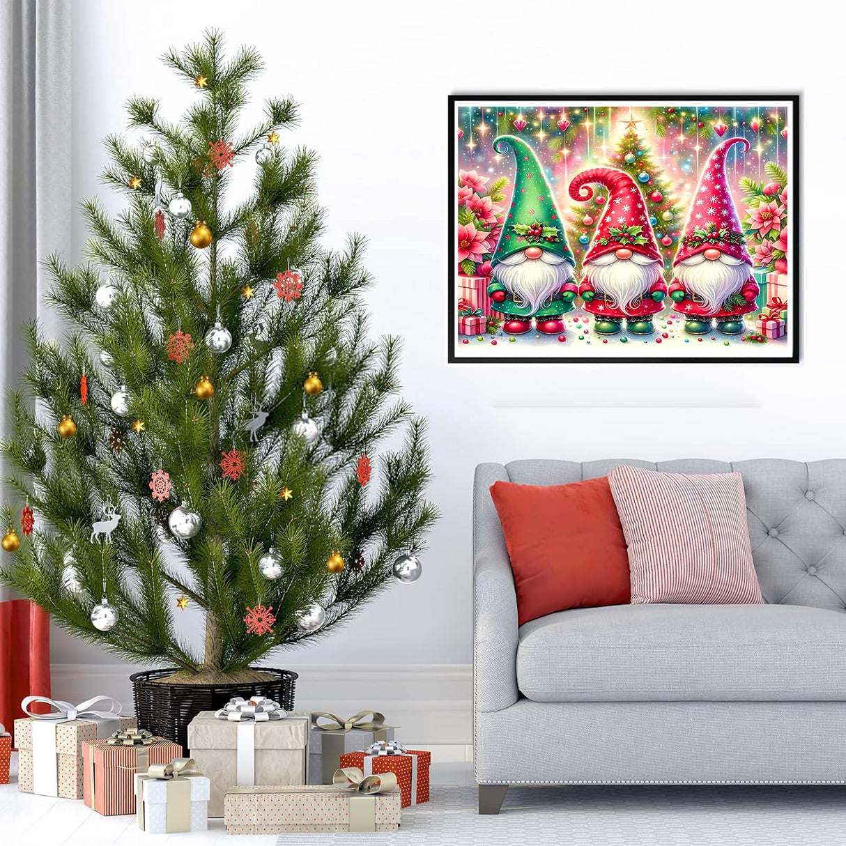 igoodom Diamond Art Kits for Adults, Christmas Diamond Painting Kit, Full Drill Round Christmas Gnome Diamond Art Kits, DIY Gem Art and Crafts for Home Wall Decor Gift 16x12inch igoodom