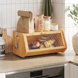 AMBIRD Bamboo Bread Box keep The Bread Fresh For Kitchen Counter-Large Capacity Wooden Bread Storage Container Farmhouse Bread Box with Window Bread Holder AMBIRD