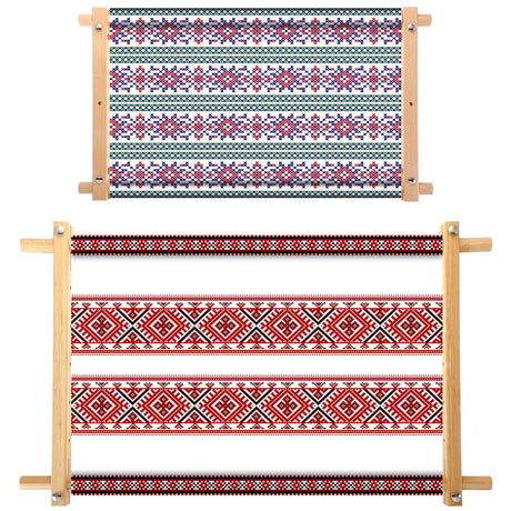 2 Pcs Adjustable Cross Stitch Scroll Frame Bamboo Beech Wood Tapestry Scroll Embroidery Frames for Stitching Quilt Frame Needlepoint Holder for Sewing Projects Craft, 21.5" x 12", 26" x 17.7" Queekay