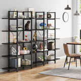 Tribesigns 5-Tier Bookshelf, Vintage Industrial Style Bookcase 72 H x 12 W x 47L Inches, Black Tribesigns