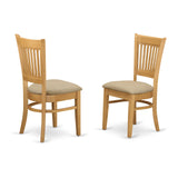 East West Furniture ANVA3-OAK-C 3 Piece Kitchen Table Set for Small Spaces Contains a Round Dining Room Table with Pedestal and 2 Linen Fabric Upholstered Chairs, 36x36 Inch, Oak East West Furniture