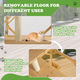 Grepatio Catio Outdoor Cat Enclosure, 4 Tiers Cat House with Waterproof Roof, Indoor Cat Cage with Wheels and Removable Floor, Large Outside Wood Cattio Kitty with Resting Box, Window Access (Natural) Grepatio