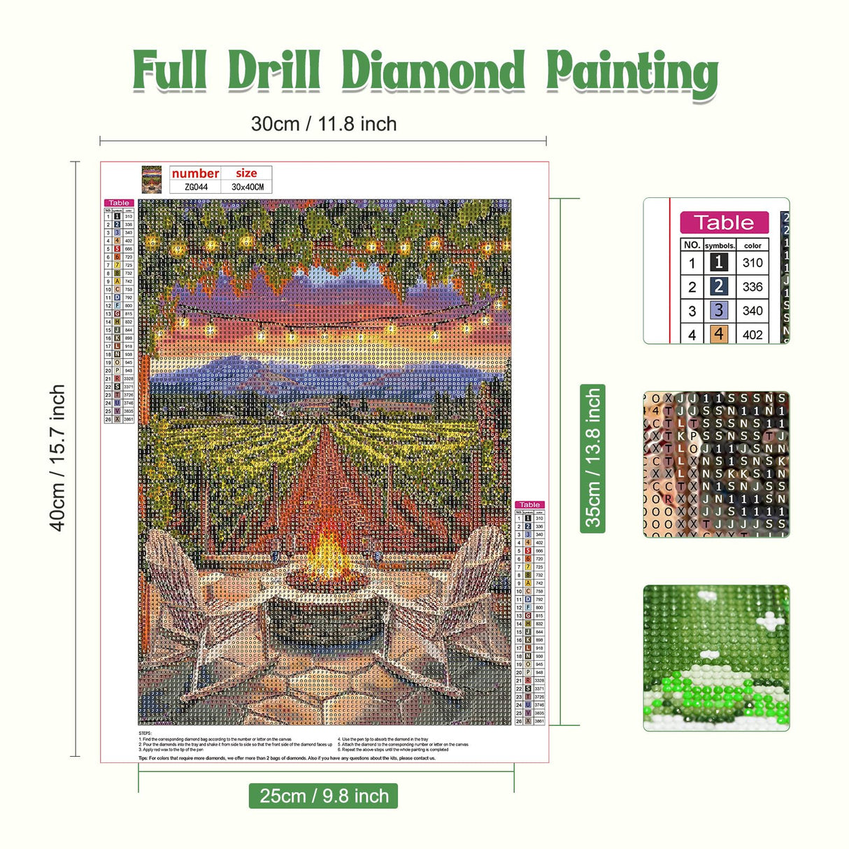GHHKUD Diamond Painting Kits Vineyard at Sunset for Adults, DIY 5D Diamond Painting, Full Drill Summer Landscape Diamond Art Kits Art Pictures for Relaxation Gifts Home Wall Decor 30x40cm GHHKUD