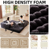 81 Inch Convertible Folding Sofa Bed,Fold Out Floor Sofa Couch with Fixed-Shape Frame,Corduroy Foldable Mattress Cloud Couch for Living Room Bedroom (Dark Grey) TIAOLOURIA
